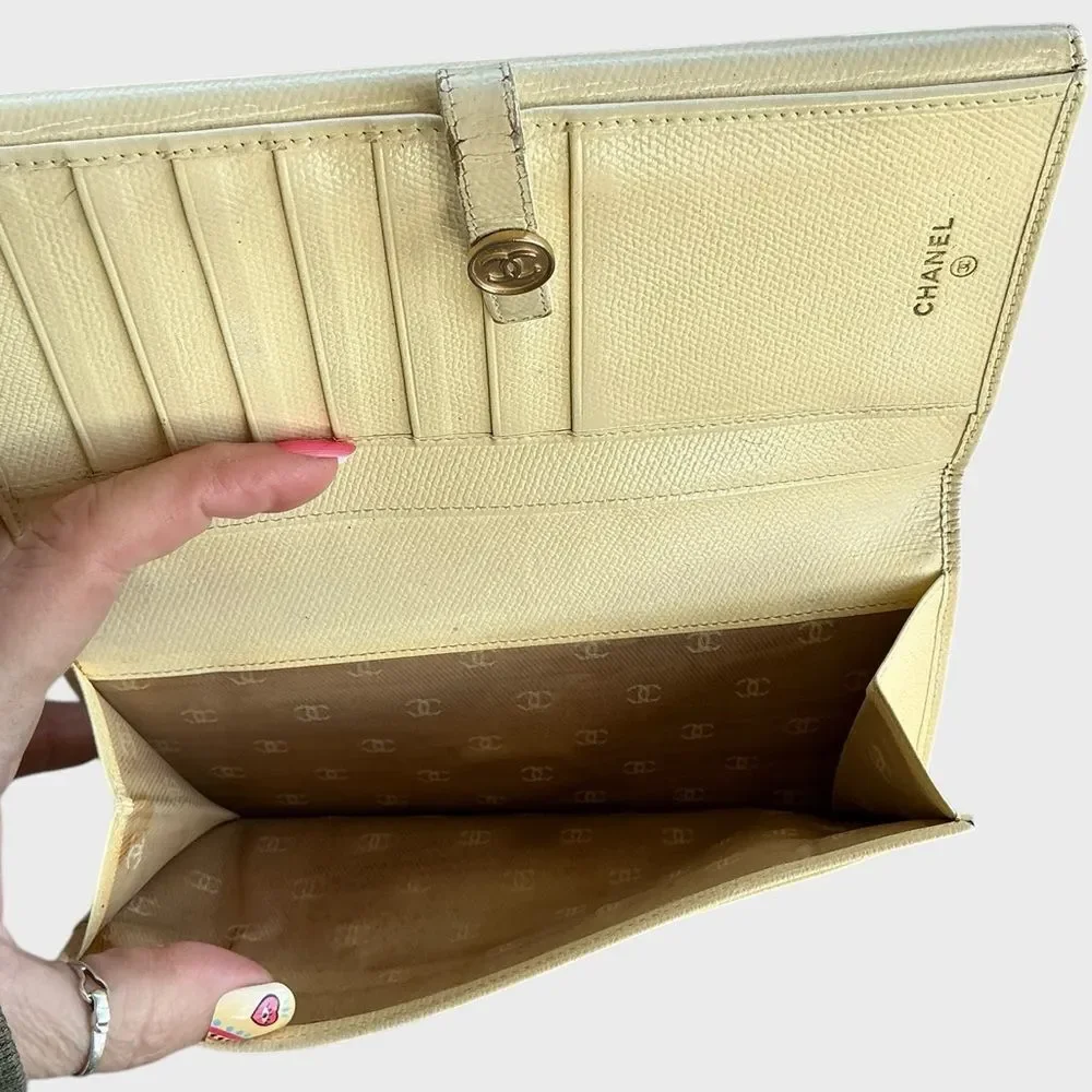 Chanel Cream Caviar Leather Long Wallet CC Logo COA Serial #9725576 - Picture 14 of 16